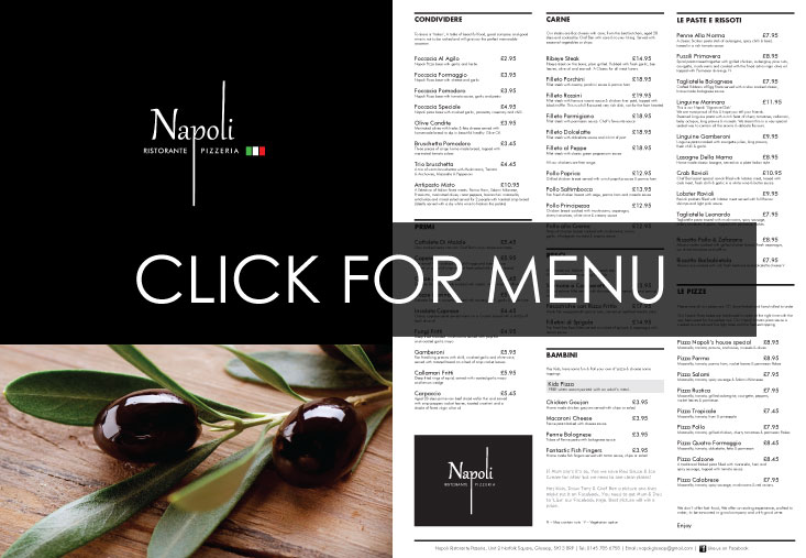 Napoli Glossop Menu